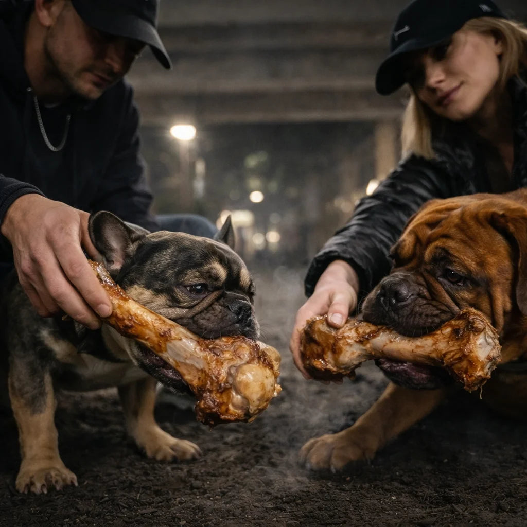 fémur de bœuf chien mastication