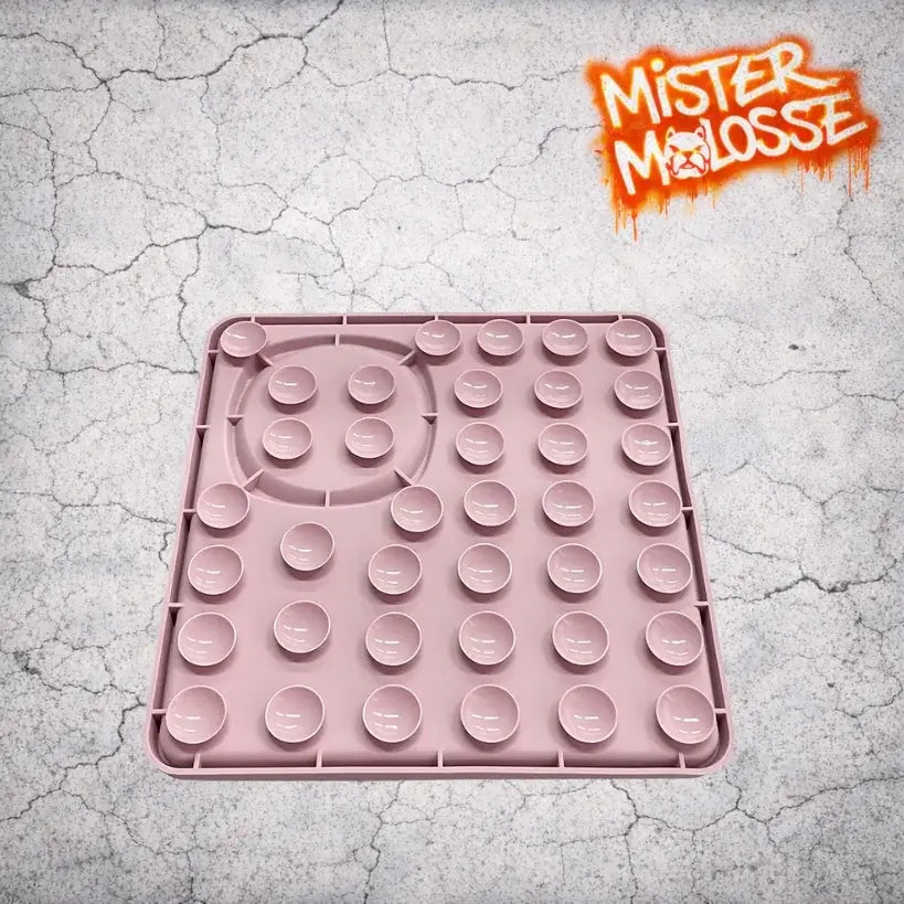 vue des ventouse tapis de léchage pour chien rose